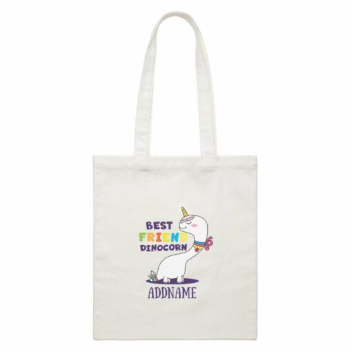 Cool Cute Unicorn Best Friend Dinocorn Addname White Canvas Bag