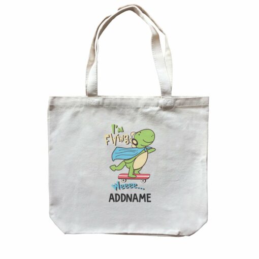 Cool Vibrant Series I’m Flying Dinosaur on Skateboard Addname Canvas Bag