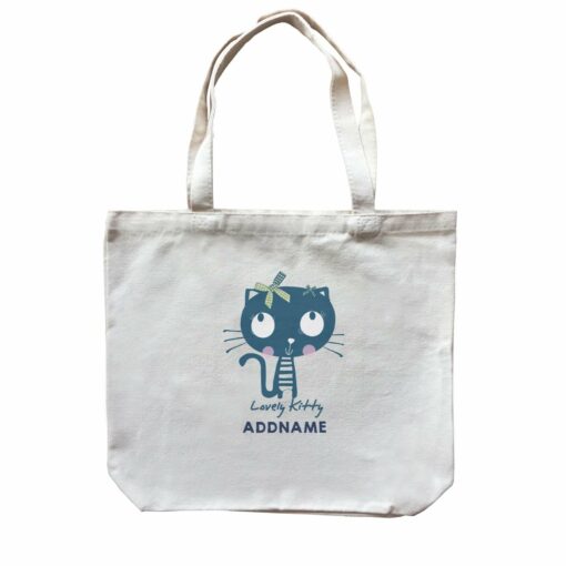 Cool Vibrant Series Lovely Blue Kitty Addname Canvas Bag