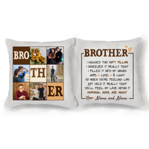 Custom Brother Photo Collage Pillow, Personalized Gift For Brother, Birthday Brother Gifts – Best Personalized Gifts For Everyone