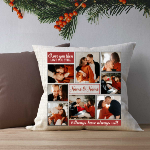 Custom Photo Collage Pillow, Personalized Gift For Him For Her, Throw Pillowcase With Pictures For Couple