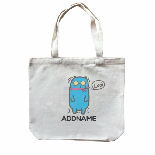 Cute Animals And Friends Series Cool Blue Cat With Sunglasses Addname Canvas Bag