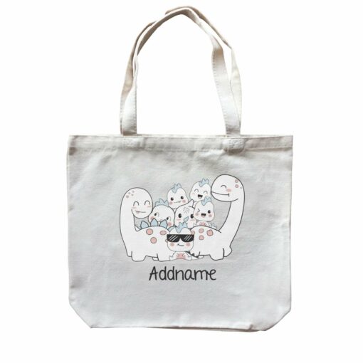 Cute Animals And Friends Series Cute Little Dinosaur Smiling Group Addname Canvas Bag