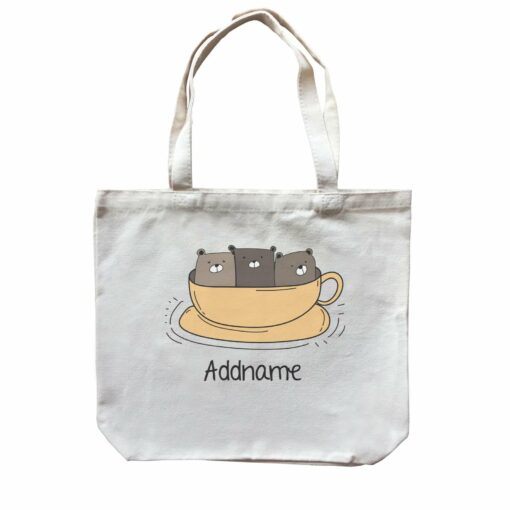 Cute Animals And Friends Series Hello Bear Coffee Cup Group Addname Canvas Bag