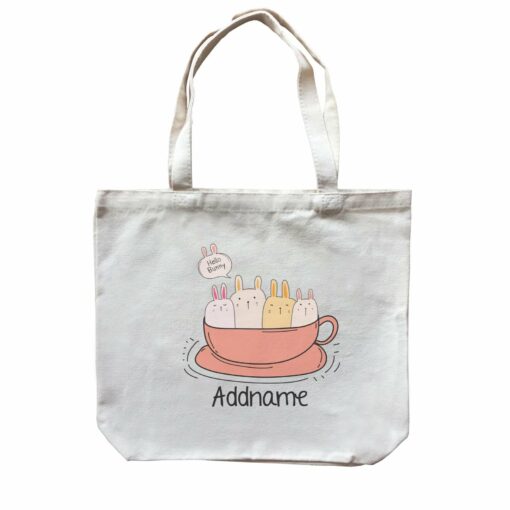 Cute Animals And Friends Series Hello Bunny Coffee Cup Group Addname Canvas Bag