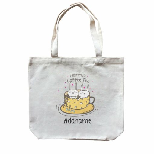 Cute Animals And Friends Series Mommy Coffee Fix Bunny Addname Canvas Bag