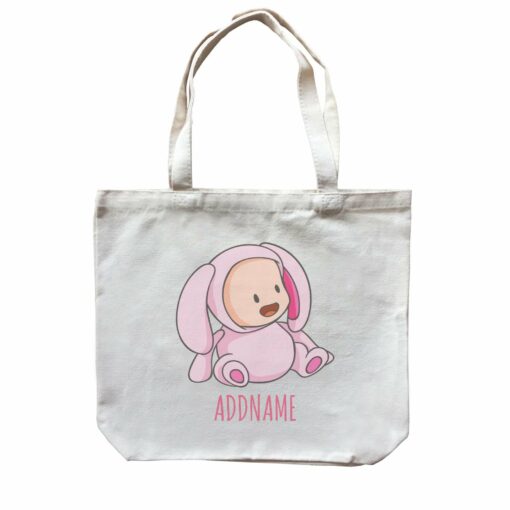 Cute Baby in Pink Rabbit Suit Addname Canvas Bag