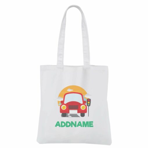 Cute Cars White Canvas Bag