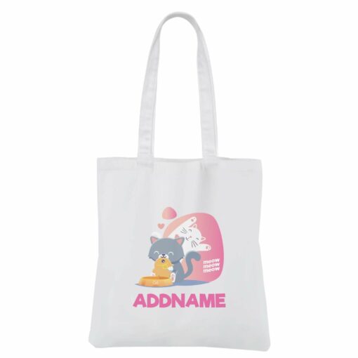 Cute Cat White Canvas Bag