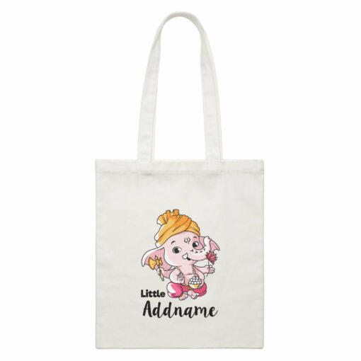 Cute Ganesha Little Addname White Canvas Bag