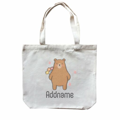 Cute Hand Drawn Style Bear Addname Canvas Bag