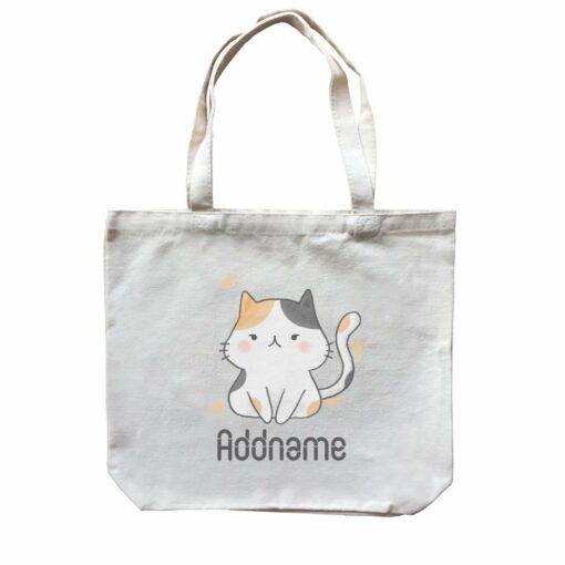 Cute Hand Drawn Style Cat Addname Canvas Bag