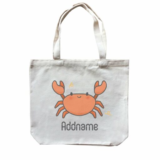Cute Hand Drawn Style Crab Addname Canvas Bag