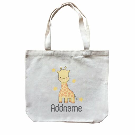 Cute Hand Drawn Style Giraffe Addname Canvas Bag