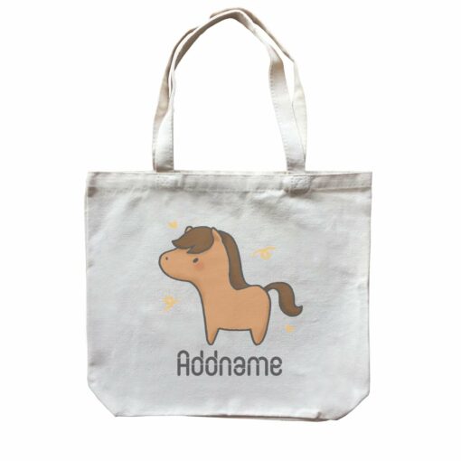 Cute Hand Drawn Style Horse Addname Canvas Bag