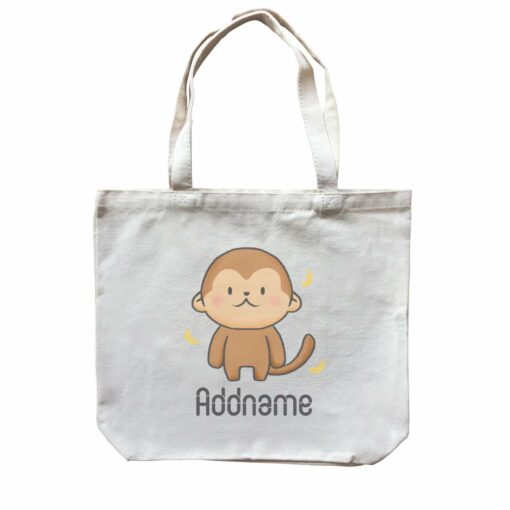 Cute Hand Drawn Style Monkey Addname Canvas Bag