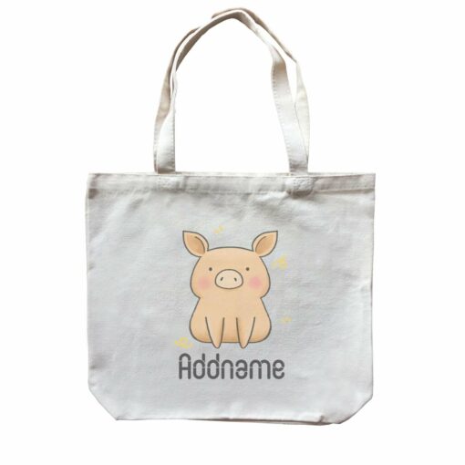 Cute Hand Drawn Style Pig Addname Canvas Bag