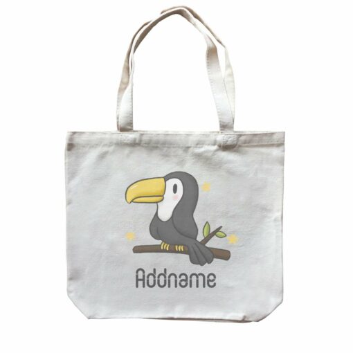 Cute Hand Drawn Style Toucan Addname Canvas Bag