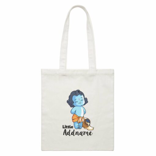 Cute Krishna Standing Little Addname White Canvas Bag