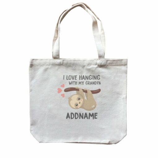 Cute Sloth I Love Hanging With My Grandpa Addname Canvas Bag
