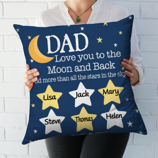 Dad Custom Pillow With Children Names, Personalized Father’s Day Gifts, Unique Gifts For Dad, Little Stars Dad Gift From Daughter – Best Personalized Gifts For Everyone