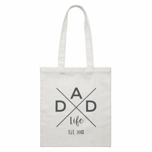 Dad Life X With Date White Canvas Bag