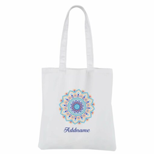 Deepavali Series Sky Blue Mandala White Canvas Bag