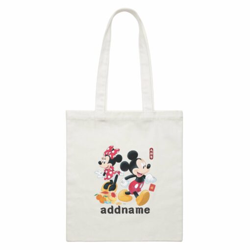 Disney CNY Mickey and Minnie with Prosperity Elements Personalised CBR White Canvas Bag