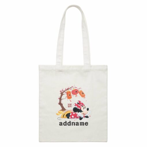 Disney CNY Minnie With Prosperity Elements Personalised CBR White Canvas Bag