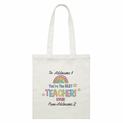 Doodle Series – You’re The Best Teacher Ever White Canvas Bag