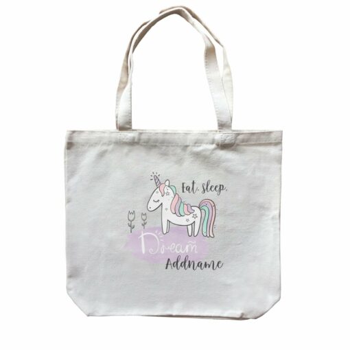 Drawn Dreamy Elements Unicorn Eat Sleep Dream Addname Canvas Bag