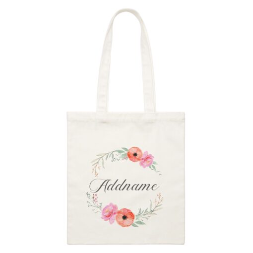 Elegant Flower Wreath White Canvas Bag