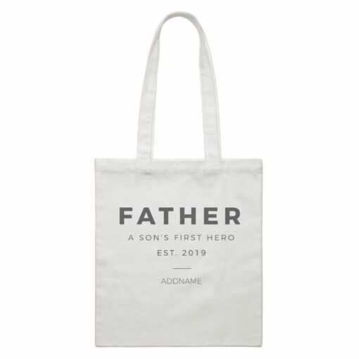 Father First A Sons First Hero Addname With Date White Canvas Bag