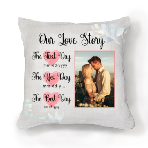 First Day Yes Day Best Day Custom Pillow, Wedding Photo Gifts For Bride And Groom, Our Love Story Wedding Day Pillow – Best Personalized Gifts For Everyone