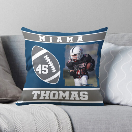 Football Photo Pillow Personalized, American Football Gifts For Kids With Name And Number, Gifts For Football Players – Best Personalized Gifts For Everyone