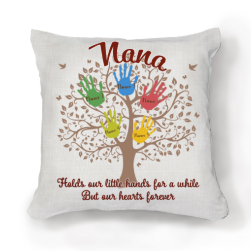 Gift For Grandma, Personalized Nana Gift Pillow With Grandkids Names, Hold Our Little Hands Pillow