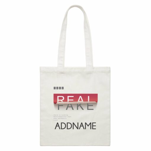 Girl Power Quotes Real Revealing Fake Sticker With Addnames White Canvas Bag