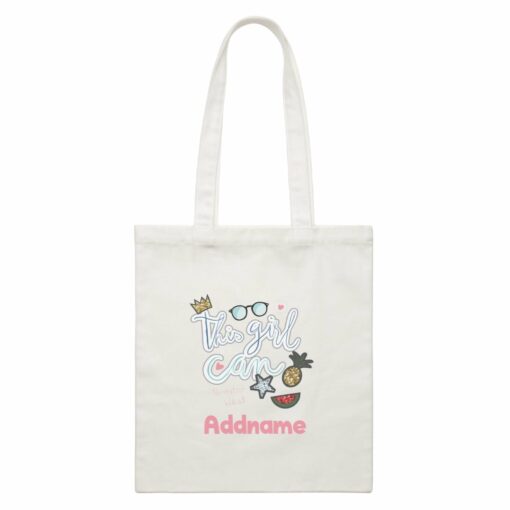 Girl Power Quotes This Girl Can Sparkle Elements With Addnames White Canvas Bag