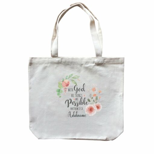 Gods Gift With God All Things Are Possible Matthew 19.26 Addname Canvas Bag