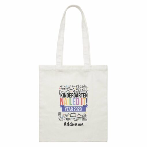 Graduation Series Kindergarten Nailed It White Canvas Bag