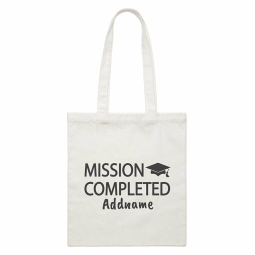 Graduation Series Mission Completed White Canvas Bag