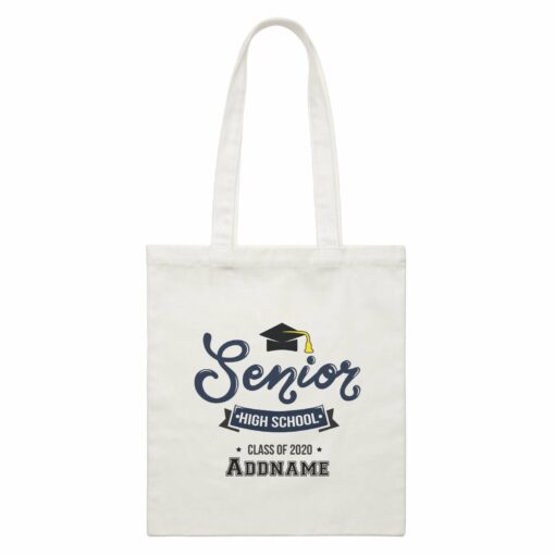 Graduation Series Senior Highschool White Canvas Bag