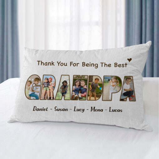 Grandpa Photo Collage Pillow, Fathers Day Presents For Grandpa, Personalized Gifts For Grandpa From Granddaughter – Best Personalized Gifts For Everyone