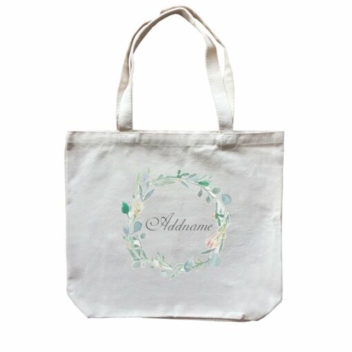 Green Leaf Rustic Wreath Addname Accessories Canvas Bag