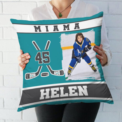 Hockey Photo Pillow Personalized With Name And Number, Field Hockey Birthday Gift For Kids, Gifts For Hockey Players – Best Personalized Gifts For Everyone