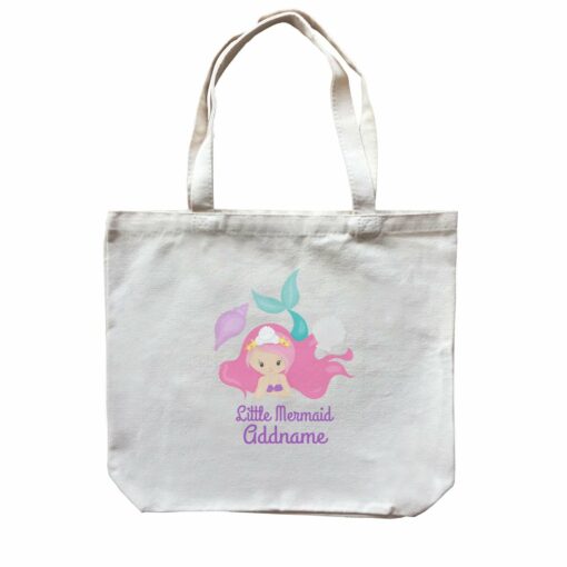 Little Mermaid Lying Down with Seashells Addname Canvas Bag