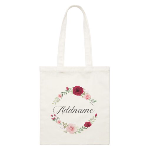 Luxurious Flower Wreath White Canvas Bag