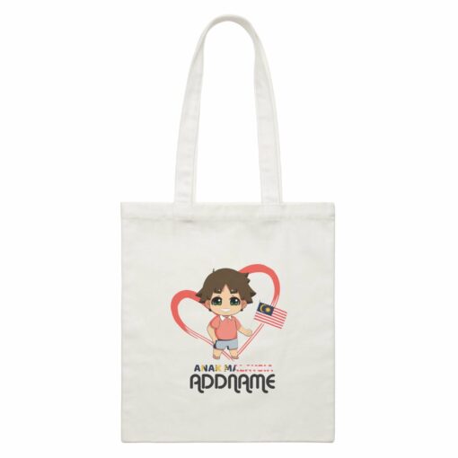 Merdeka Series Anak Malaysia Love Chinese Boy Addname White Canvas Bag