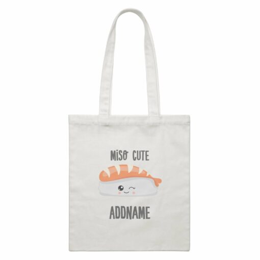 Miso Cute Salmon Sushi Addname White Canvas Bag