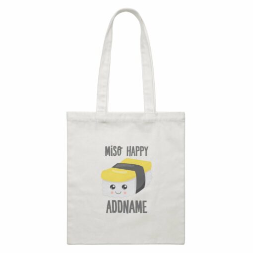 Miso Happy Tamago Sushi Addname White Canvas Bag